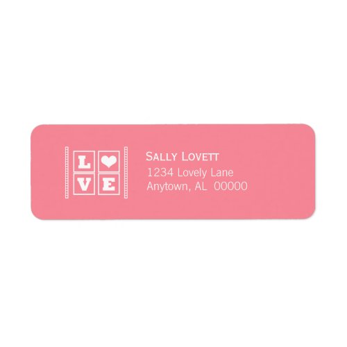 Love Blocks Return Address Labels Pink Label