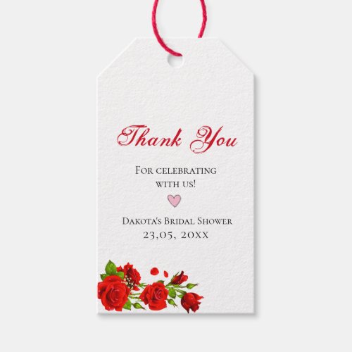 Love Bloom  Bold Green Red Pink Floral Thank You  Gift Tags