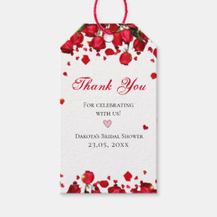 Love Bloom Bold Green Red Pink Floral Thank You Gift Tags