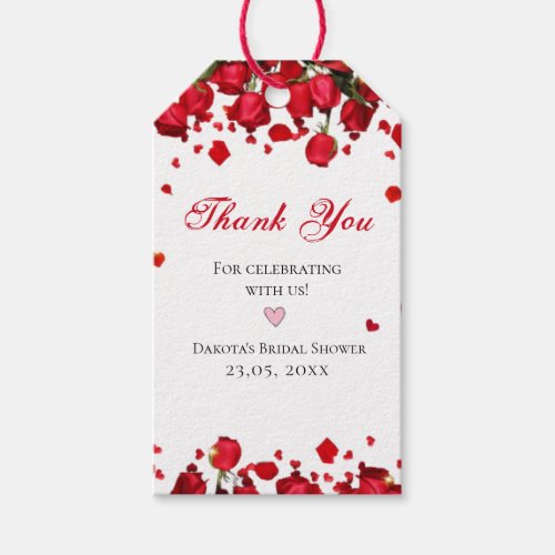 Love Bloom  Bold Green Red Pink Floral Thank You  Gift Tags