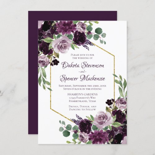 Love Bloom  Moody Dramatic Passion Purple Bouquet Invitation