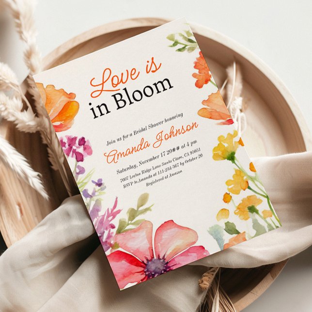 Love Bloom Wildflower Peach Floral Bridal Shower Invitation (Creator Uploaded)