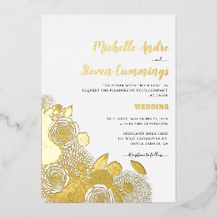 Love Blooms • Elegant Floral Wedding Foil Invitation