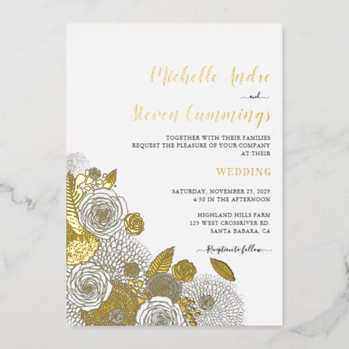 Love Blooms â Elegant Floral Wedding Foil Invitation