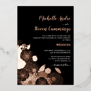Love Blooms • Elegant Floral Wedding Foil Invitation