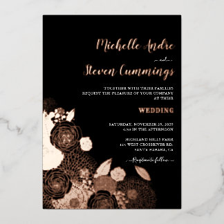Love Blooms • Elegant Floral Wedding Foil Invitation