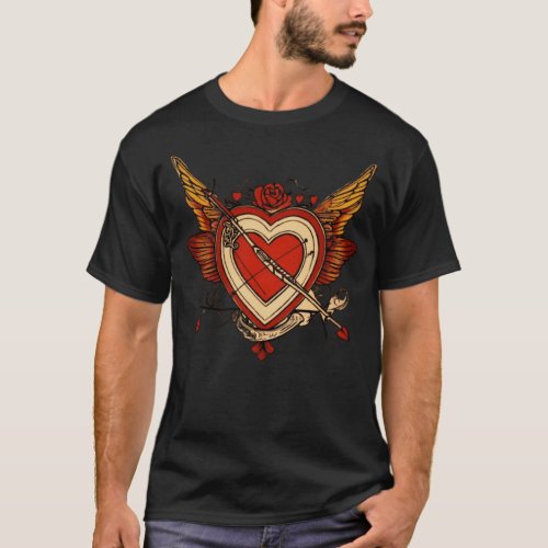 Love Blooms Heart and Flower Harmony T_Shirt