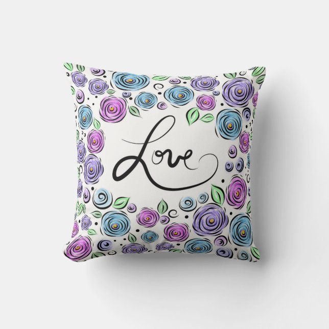Love Blooms - Lavender Throw Pillow (Front)
