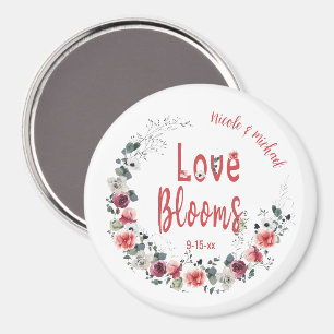Love Blooms Personalized Bride Groom Wedding Date Magnet