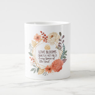 Love Blooms Quietly – Floral Quote Watercolour  Giant Coffee Mug