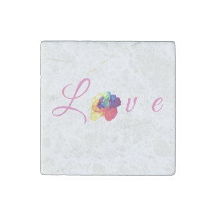 Love Blooms Rainbow Rose Stone Magnet