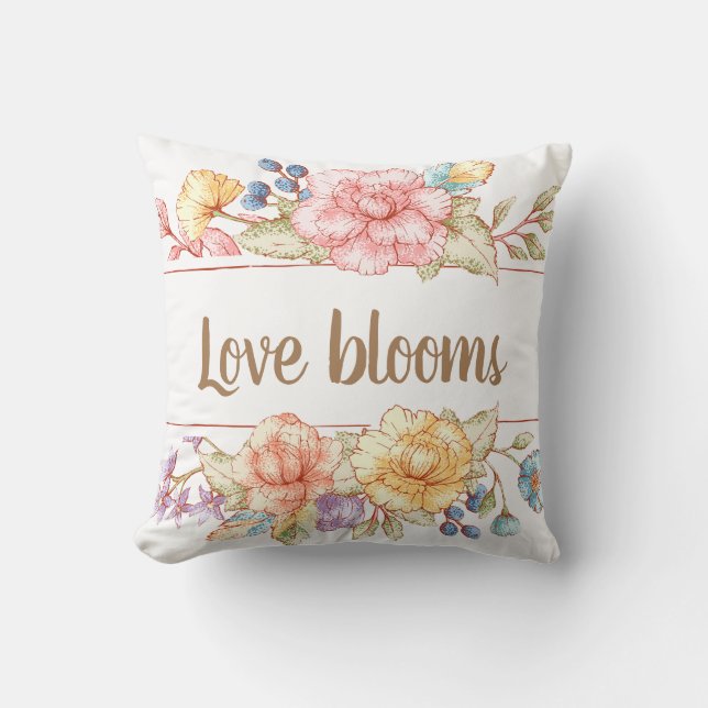 Love Blooms Throw Pillow (Front)