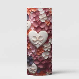 Love Blossoms in Hearts Pillar Candle