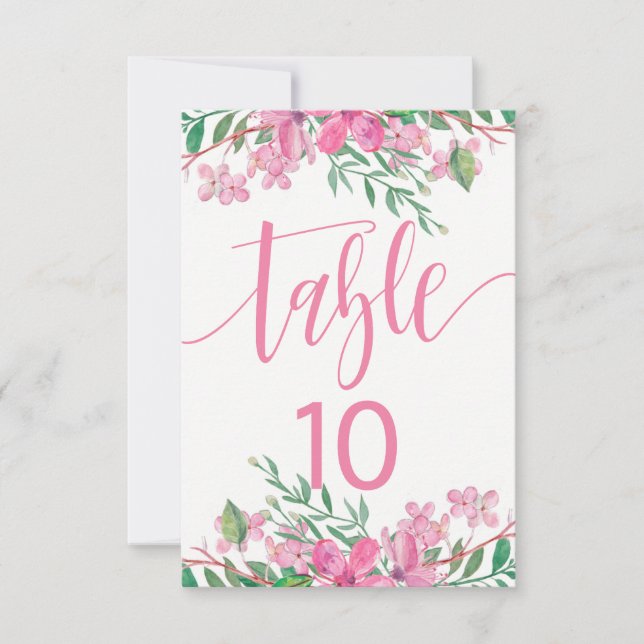 Love Blossoms Pink Table Number Seating Chart (Front)
