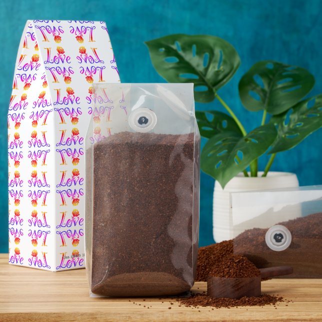 Love Blossoms: Typography with a Built-in Rose Roasted Coffee (Ground)