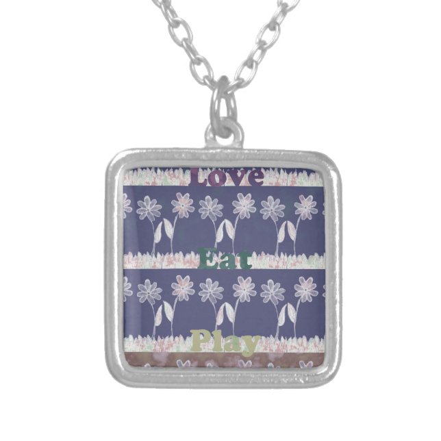 Love Blue Baby Shower colors.png Silver Plated Necklace (Front)