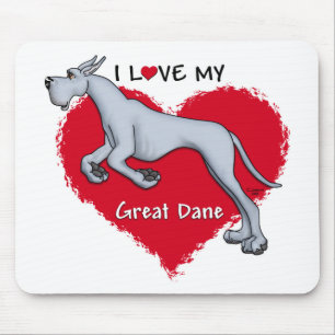 Love Blue Great Dane Mouse Pad