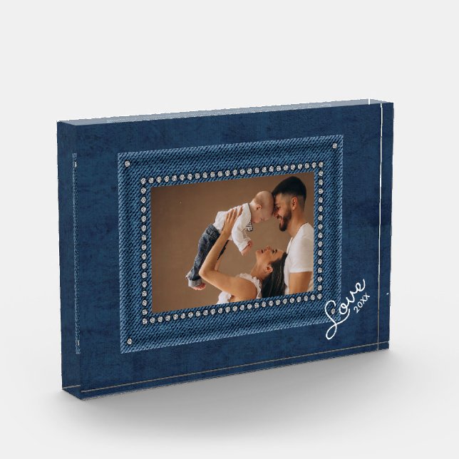 LOVE Blue Jean Frame Photo Block (Left)