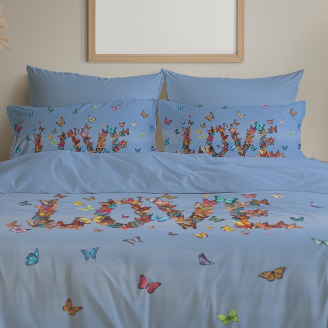 LOVE Blue Sky Butterflies | Inspirational Hope Joy Pillow Case (Creator Uploaded)