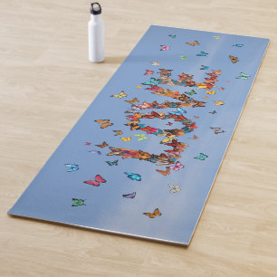 LOVE Blue Sky Butterflies   Inspirational Hope Joy Yoga Mat