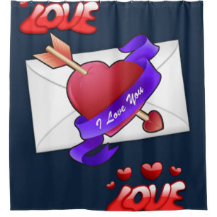 love blue valentines day showercurtain shower curtain