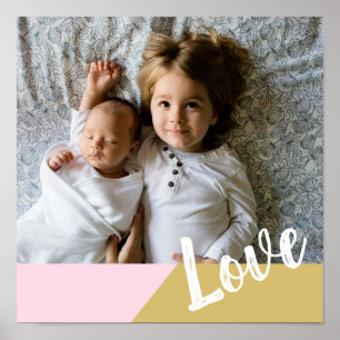 Love Blush and Gold Geometric Personalized Photo Poster