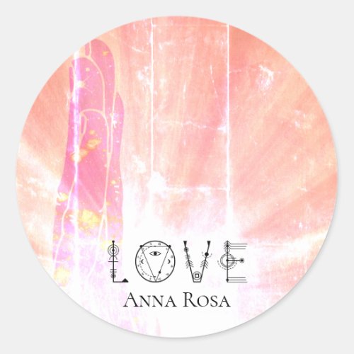  Love Blushing Pink Energy Healing Hand Rays Classic Round Sticker