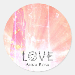 *~* Love Blushing Pink Energy Healing Hand Rays Classic Round Sticker