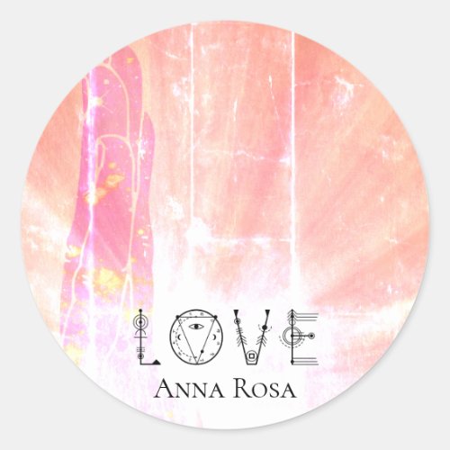 *~* Love Blushing Pink Energy Healing Hand Rays Classic Round Sticker