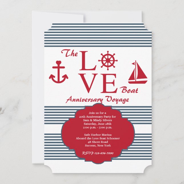 Love Boat Anniversary Party Invitation (Front)