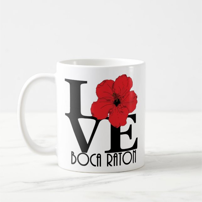 LOVE Boca Raton Red Hibiscus 1oz Two-Tone Coffee M Mug (Left)