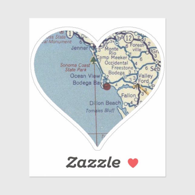 Love Bodega Bay CA Sticker (Sheet)