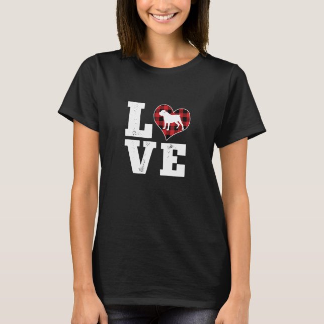 Love Boerboel Dog Lover Gifts Buffalo Plaid Valent T-Shirt (Front)