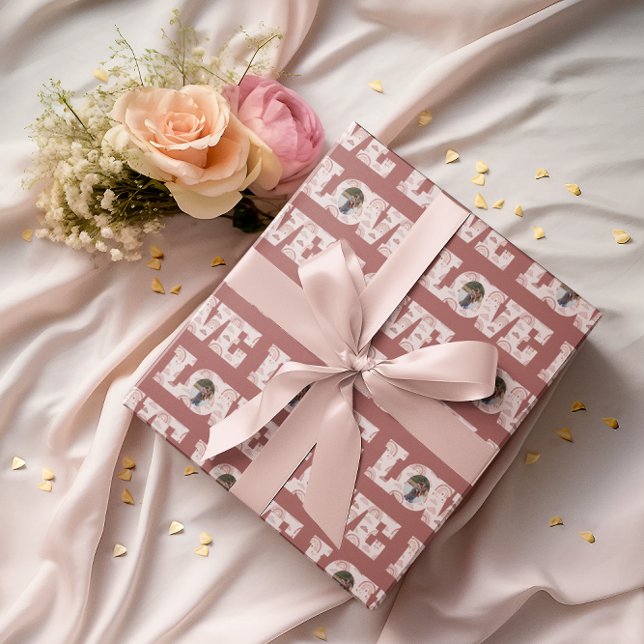 Love Boho Rainbow Photo Wrapping Paper (Celebrate someone you love with this boho rainbow personalized photo wrapping paper! )