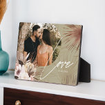 Love Boho Watercolor Floral Keepsake Arch Photo Plaque<br><div class="desc">A beautiful photo keepsake gift for the newlyweds. Beautifully designed modern bohemian watercolor tropical floral wedding photo featuring our hand-drawn boho botanical flowers and tropical greenery. Modern geometrical shapes paired with a beautiful modern boho color palette create this elegant sophisticated wedding photo keepsake. "Love" script photo overplay, customize with the...</div>