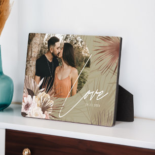 Love Boho Watercolor Floral Keepsake Arch Photo Plaque