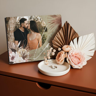 Love Boho Watercolor Floral Keepsake Arch Photo Plaque