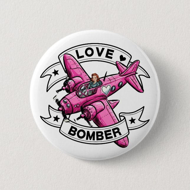 Love Bomber Pilot Pink Button (Front)