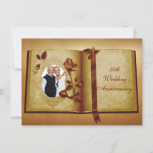 Love Book 50th Wedding Anniversary Photo Invites