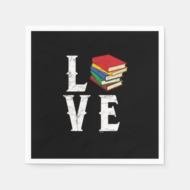 Love Books Bookworms Readers Reading Nerds Geeks L Napkins (Front)