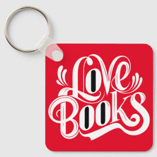 Love Books Calligraphy Design Keychain