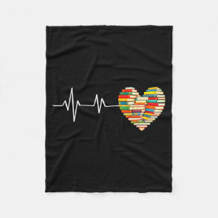 Love Books Heartbeat Heart Book Lover Books Readin Fleece Blanket