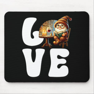 Love Books Teacher Gnome Graphic For Women And Win Mouse Pad
