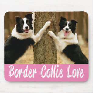 Love Border Collie Puppy Dog Pink Mousepad