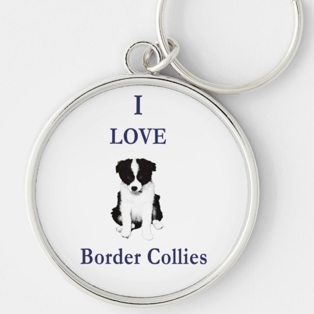 Love Border Collies Keychain (Front)
