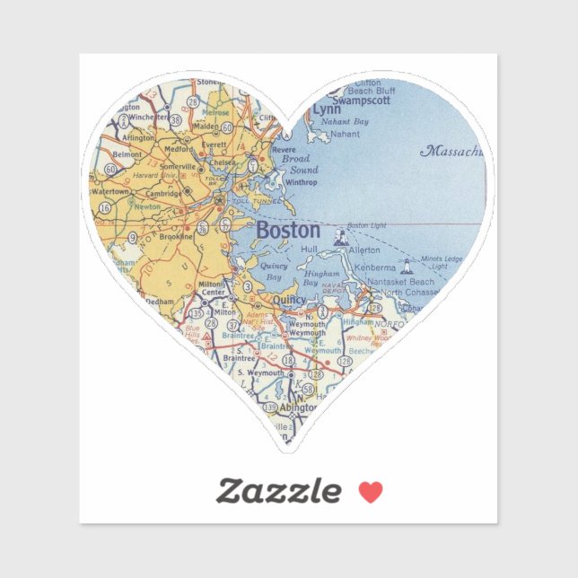 Love Boston Vintage Map Sticker (Sheet)