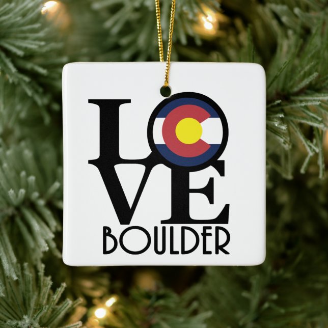 LOVE Boulder Colorado Ceramic Ornament (Tree)