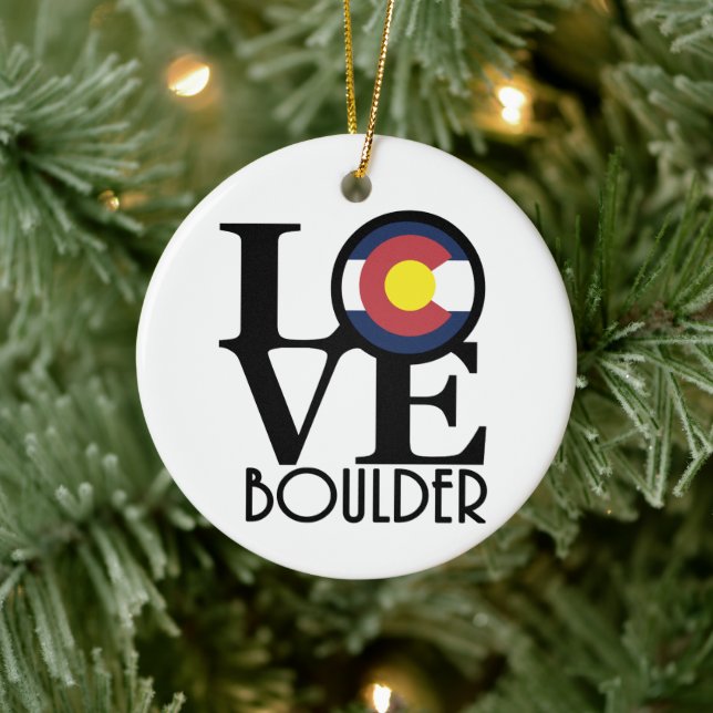 LOVE Boulder Colorado Ceramic Ornament (Tree)
