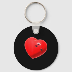 Love Bowling Ball Hearts Bowling Lover Valentine's Keychain