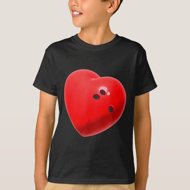 Love Bowling Ball Hearts Bowling Lover Valentine's T-Shirt (Front)